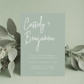 Sage Green Script Minimalist Modern Wedding Kaart