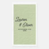 Sage Green Script Minimalist Wedding Servet (Voorkant)