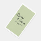 Sage Green Script Minimalist Wedding Servet (Hoek)