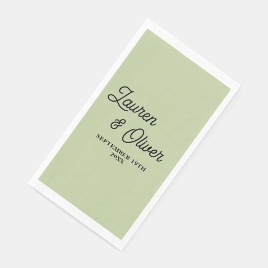 Sage Green Script Minimalist Wedding Servet (Hoek)