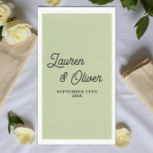 Sage Green Script Minimalist Wedding Servet