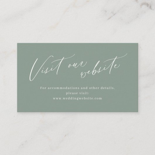 Sage Green script minimalistische website Insert k Plaatskaartje (Voorkant)