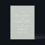 Sage Green Script Modern Wedding Invitation Kaart<br><div class="desc">Elegant en chic bruiloft-uitnodiging gedaan in sage green & white calligrafie. Gewoon mooi.</div>