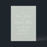 Sage Green Script Modern Wedding Invitation Kaart<br><div class="desc">Elegant en chic bruiloft-uitnodiging gedaan in sage green & white calligrafie. Gewoon mooi.</div>