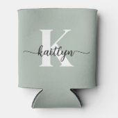 Sage Green Script Monogram Blikjeskoeler (Voorkant)