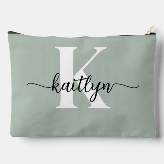 Sage Green Script Monogram Etui (Achterkant)