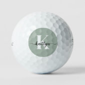 Sage Green Script Monogram Golfballen (Voorkant)