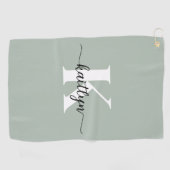 Sage Green Script Monogram Golfhanddoek (Horizontaal)