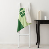 Sage green script monogram initial sherpa deken (In situ)