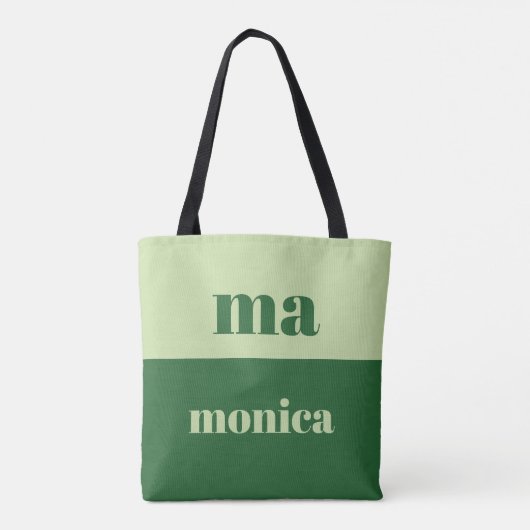 Sage green script monogram initial Tote Bag (Achterkant)