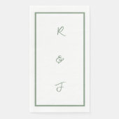 Sage Green Script Monogram Initialen Letter Weddin Servet (Voorkant)