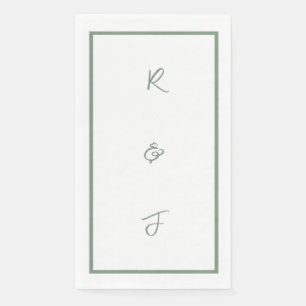 Sage Green Script Monogram Initialen Letter Weddin Servet