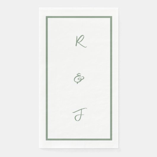 Sage Green Script Monogram Initialen Letter Weddin Servet (Voorkant)