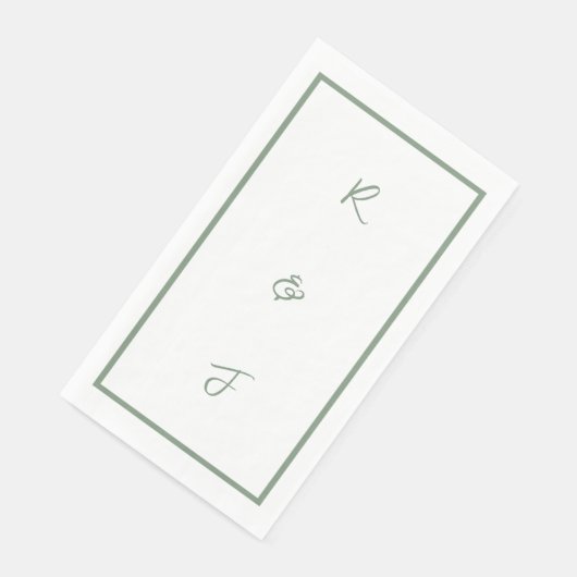 Sage Green Script Monogram Initialen Letter Weddin Servet (Hoek)