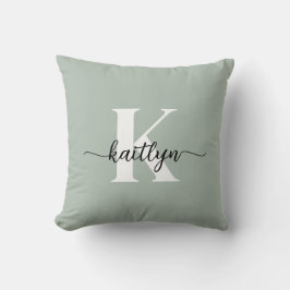 Sage Green Script Monogram Kussen