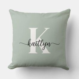 Sage Green Script Monogram Kussen