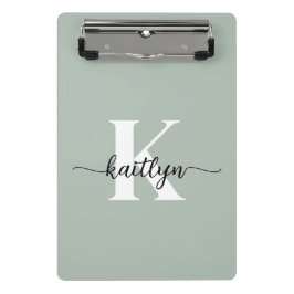 Sage Green Script Monogram Mini Klembord