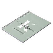 Sage Green Script Monogram Notitieboek (Linkerzijde)