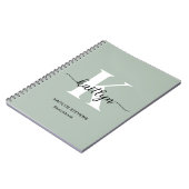 Sage Green Script Monogram Notitieboek (Linkerzijde)