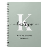 Sage Green Script Monogram Notitieboek (Voorkant)