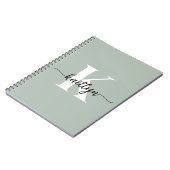 Sage Green Script Monogram Notitieboek (Linkerzijde)