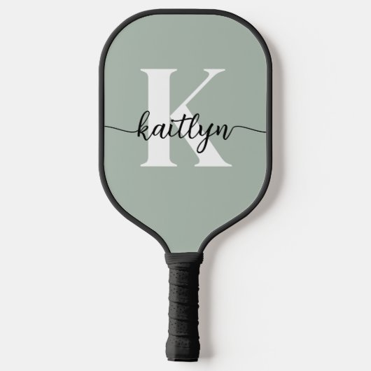 Sage Green Script Monogram Pickleball Paddle (Achterkant)