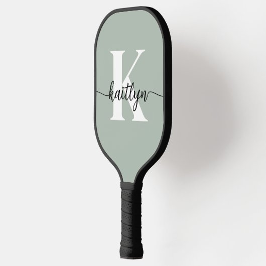 Sage Green Script Monogram Pickleball Paddle (Links)