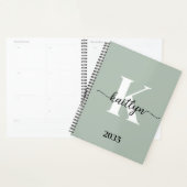Sage Green Script Monogram Planner (Display)