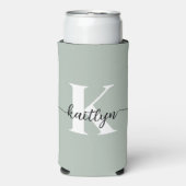 Sage Green Script Monogram Seltzer Blikjeskoeler (Seltzer Voorkant)