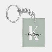 Sage Green Script Monogram Sleutelhanger (Voorkant Links)