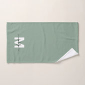 Sage Green Script Naam Monogram Handdoek (Handdoek)