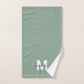 Sage Green Script Naam Monogram Handdoek (Handdoek)