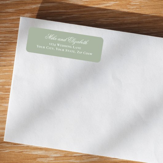 Sage Green Script Names Wedding Address Etiket