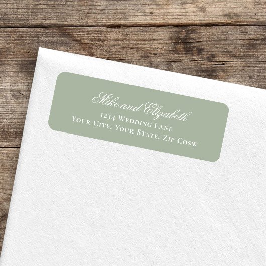 Sage Green Script Names Wedding Address Etiket