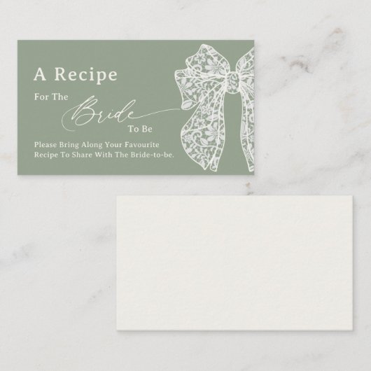 Sage Green Script Nu een Recept Vrijgezellenfeest  Informatiekaartje (Voorkant / Achterkant)