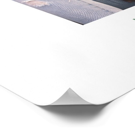 Sage Green Script Photo Weddenschap Welkomstteken Poster (Hoek)