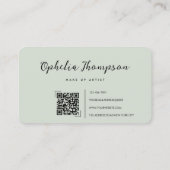 Sage Green Script QR-code Visitekaartje (Achterkant)