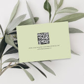 Sage Green Script QR Code Wedding RSVP Card Kaartje
