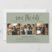 Sage Green Script Trouwfoto Sla de datum op Save The Date (Voorkant)