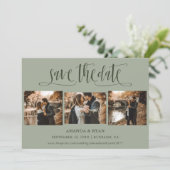 Sage Green Script Trouwfoto Sla de datum op Save The Date (Staand voorkant)