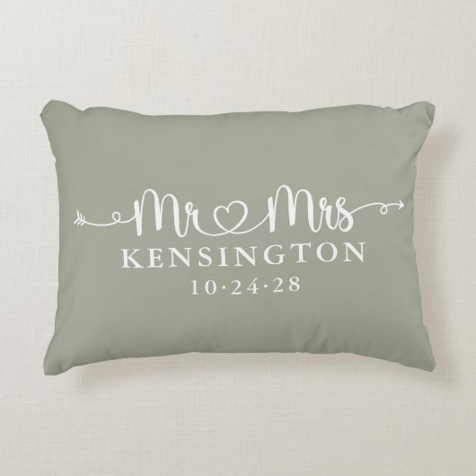 Sage Green Script Typography personaliseerde de he Accent Kussen (Voorkant)