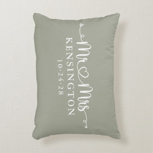 Sage Green Script Typography personaliseerde de he Accent Kussen (Voorkant(Verticaal))