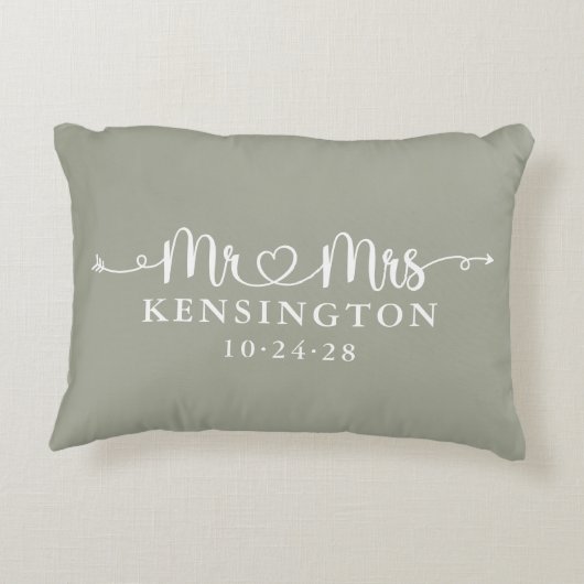 Sage Green Script Typography personaliseerde de he Accent Kussen (Achterkant)