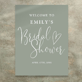 Sage Green Script Vrijgezellenfeest Welkomstbord Poster