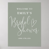 Sage Green Script Vrijgezellenfeest Welkomstbord Poster (Voorkant)