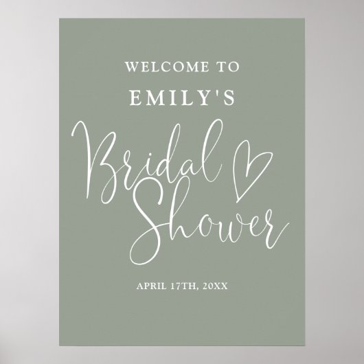 Sage Green Script Vrijgezellenfeest Welkomstbord Poster (Voorkant)