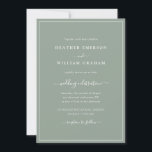 Sage Green Script Wedding Invitation Kaart<br><div class="desc">Sage Green Script Wedding Invitation. Maak je trouwuitnodiging even gedenkwaardig als je speciale dag met dit stijlvolle design. Met een eenvoudige minimalistische blik met een klastige traditionele aanraking,  kenmerkt deze moderne tekst-enige uitnodiging een handgeschreven kalligrafiemanuscript met een klassiek groen wit grens lijst van de slacht.</div>