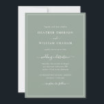 Sage Green Script Wedding Invitation Kaart<br><div class="desc">Sage Green Script Wedding Invitation. Maak je trouwuitnodiging even gedenkwaardig als je speciale dag met dit stijlvolle design. Met een eenvoudige minimalistische blik met een klastige traditionele aanraking,  kenmerkt deze moderne tekst-enige uitnodiging een handgeschreven kalligrafiemanuscript met een klassiek groen wit grens lijst van de slacht.</div>