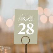 Sage Green Script Wedding Table Number  Kaart