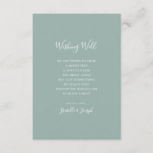 Sage Green Script Wedding Wishing Well Kaart